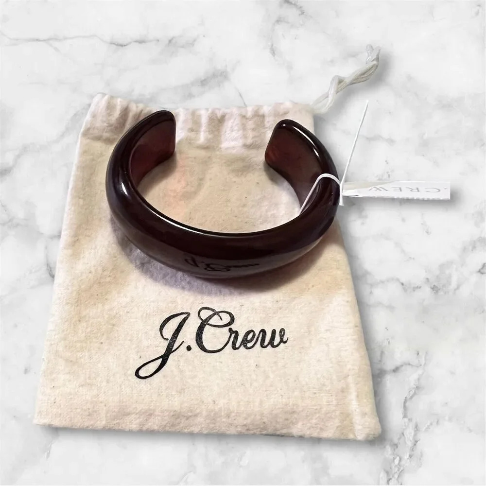 J Crew NWT $48 Made in Italy Sz M/L Rounded Art Deco Cuff in Burnished‎ Pecan